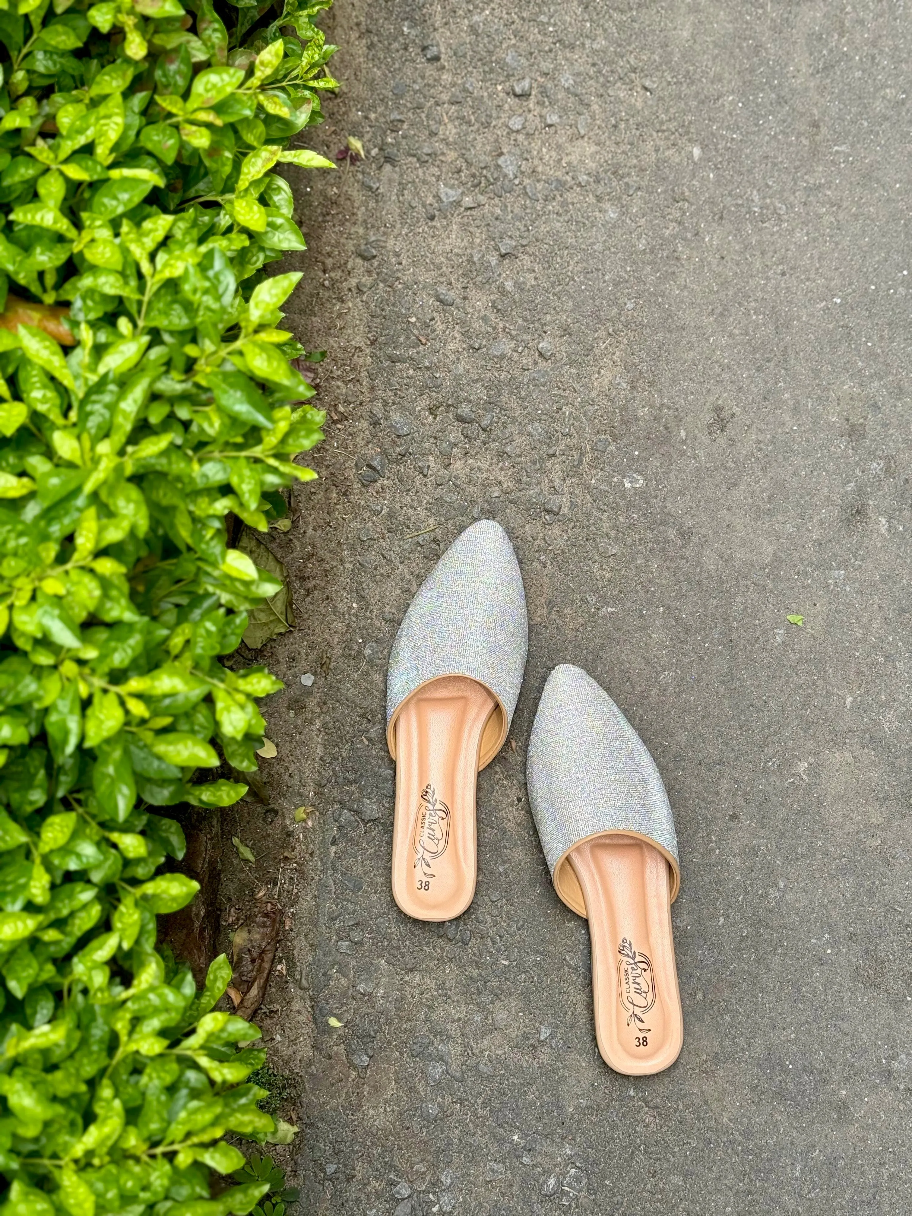 Shimmer Slip Mules