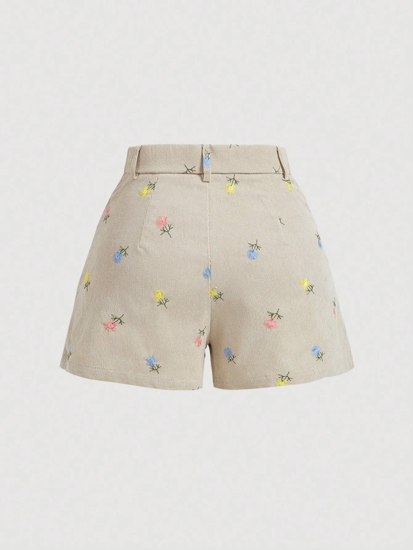 Shorts de verano casuales para mujer con bordado floral