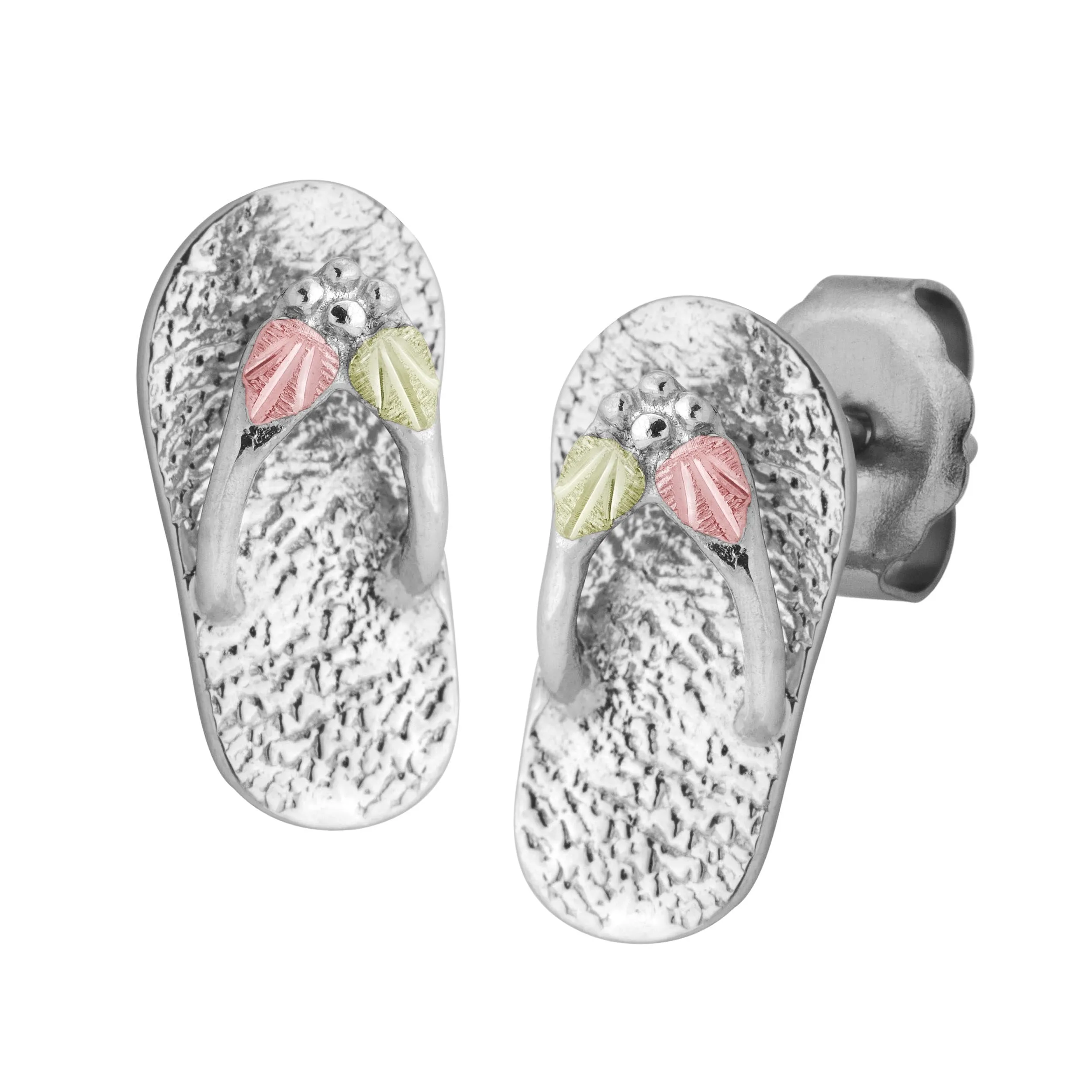 Slippers - Sterling Silver Black Hills Gold Earrings