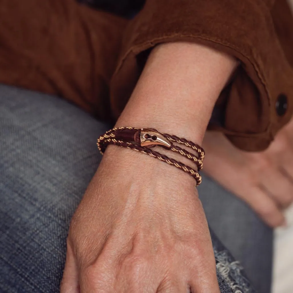 Special Edition Women's Faru Leather & Rose Gold Wrap Bracelet