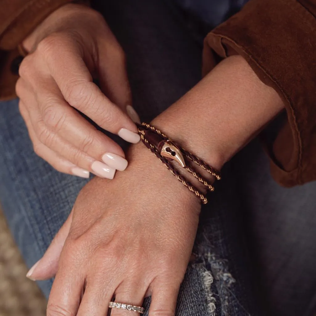 Special Edition Women's Faru Leather & Rose Gold Wrap Bracelet