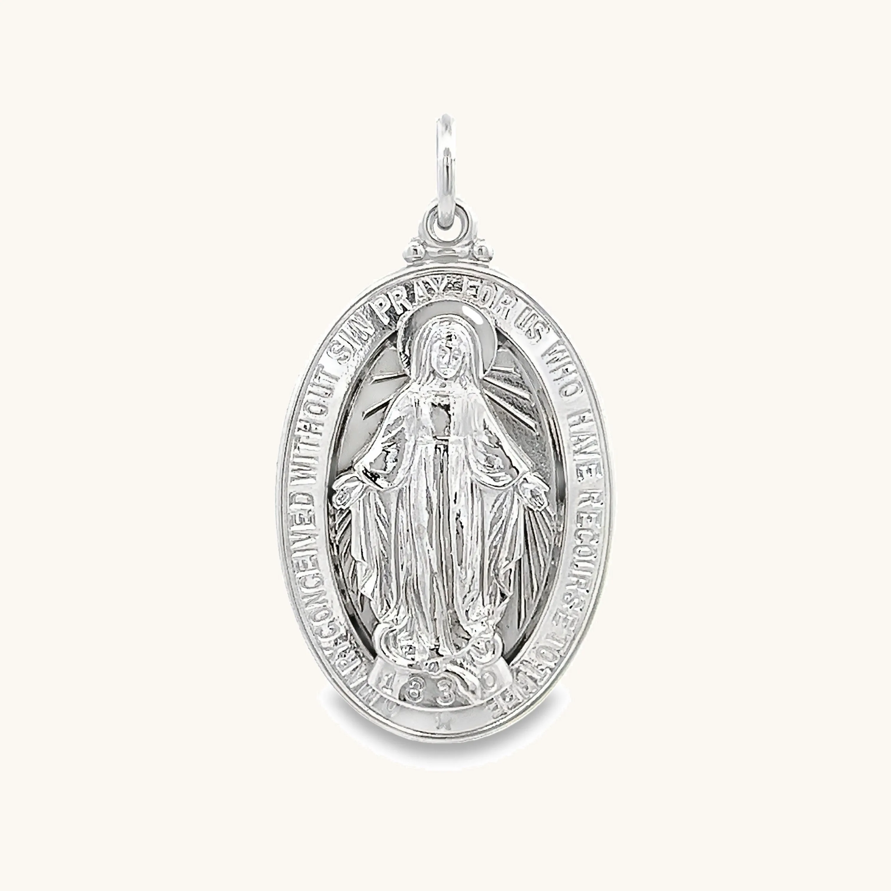 STERLING SILVER RAISED MIRACULOUS FIGURE MEDAL | OVAL