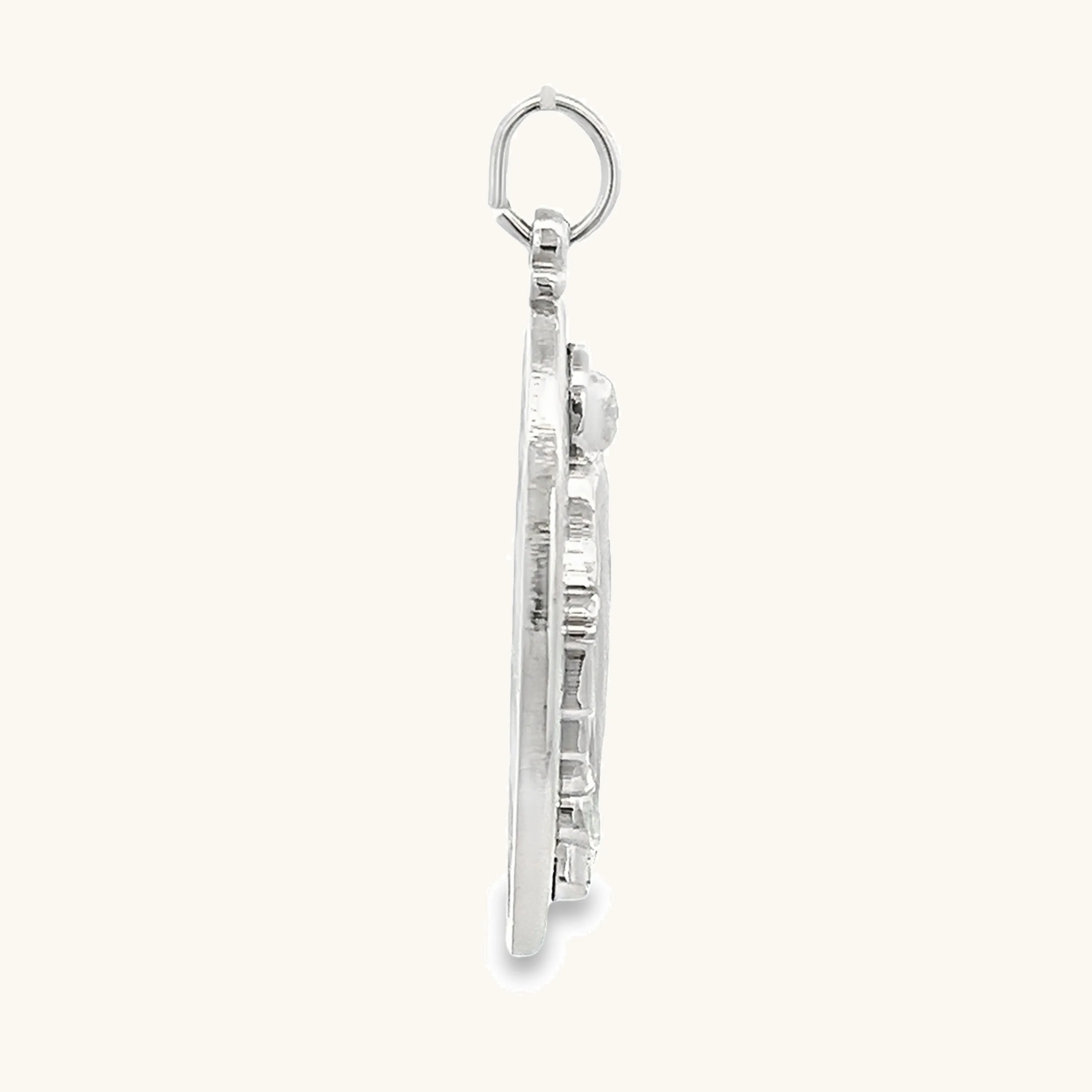 STERLING SILVER RAISED MIRACULOUS FIGURE MEDAL | OVAL