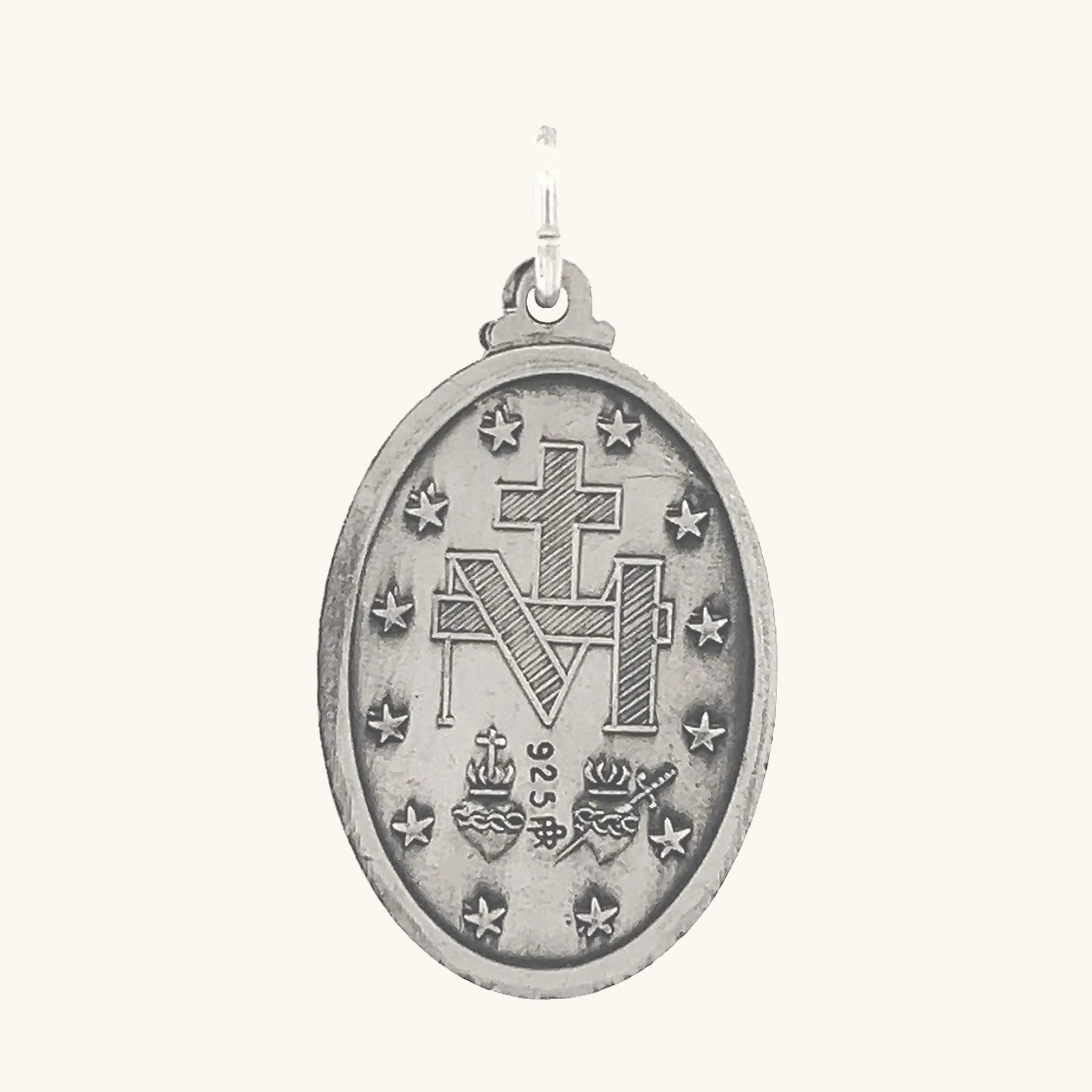 STERLING SILVER RAISED MIRACULOUS FIGURE MEDAL | OVAL