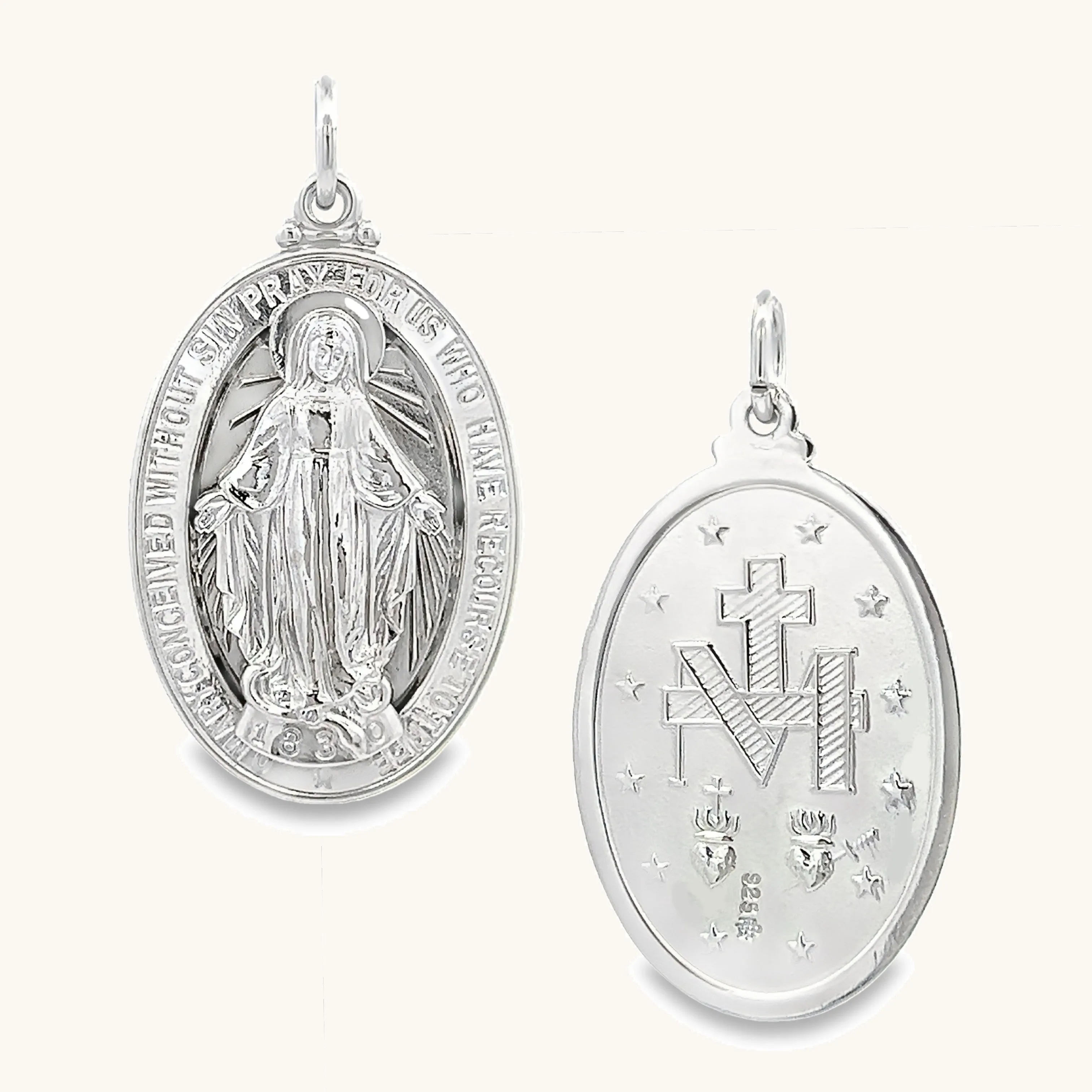 STERLING SILVER RAISED MIRACULOUS FIGURE MEDAL | OVAL