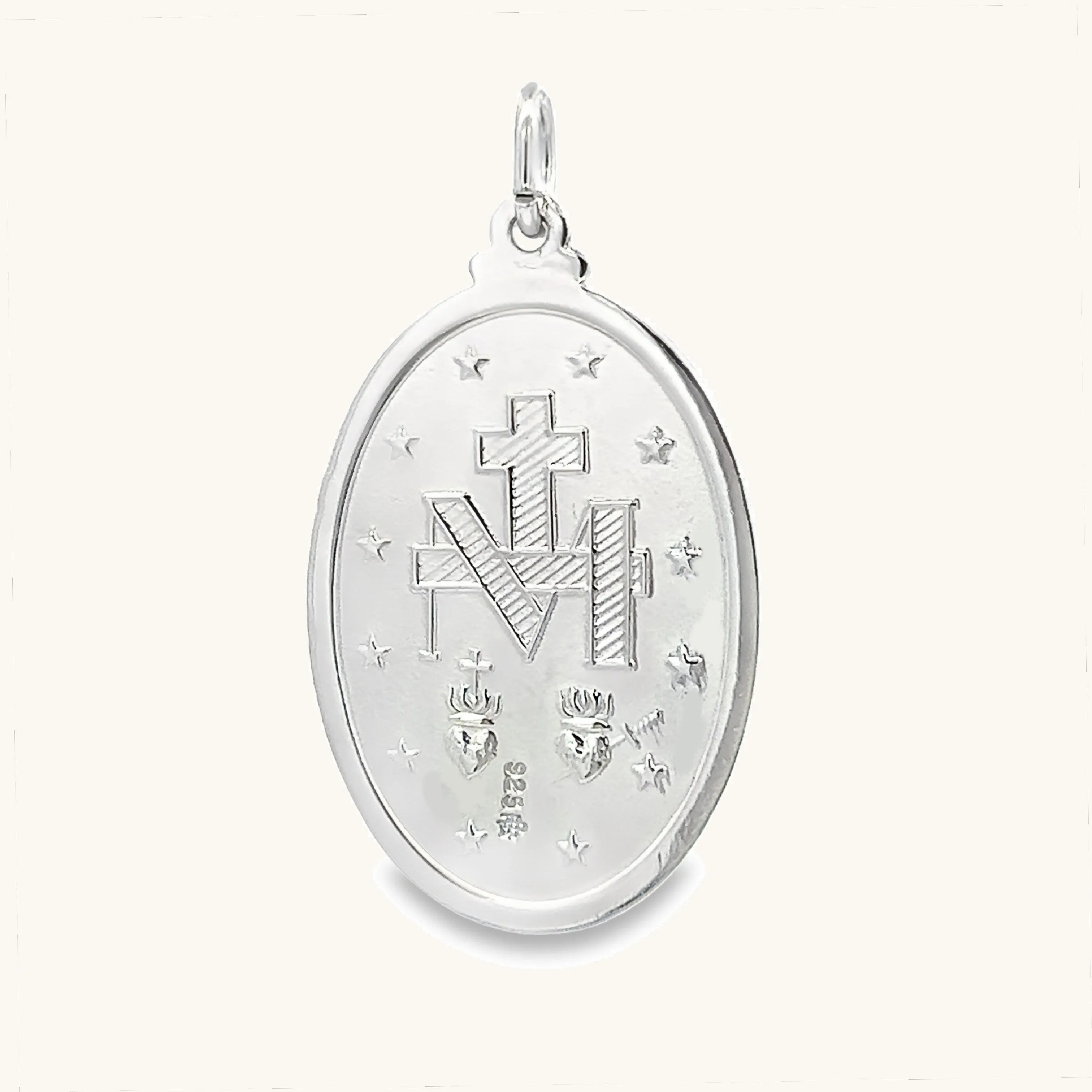 STERLING SILVER RAISED MIRACULOUS FIGURE MEDAL | OVAL