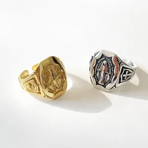 Sterling Silver Virgin Mary Open Ring