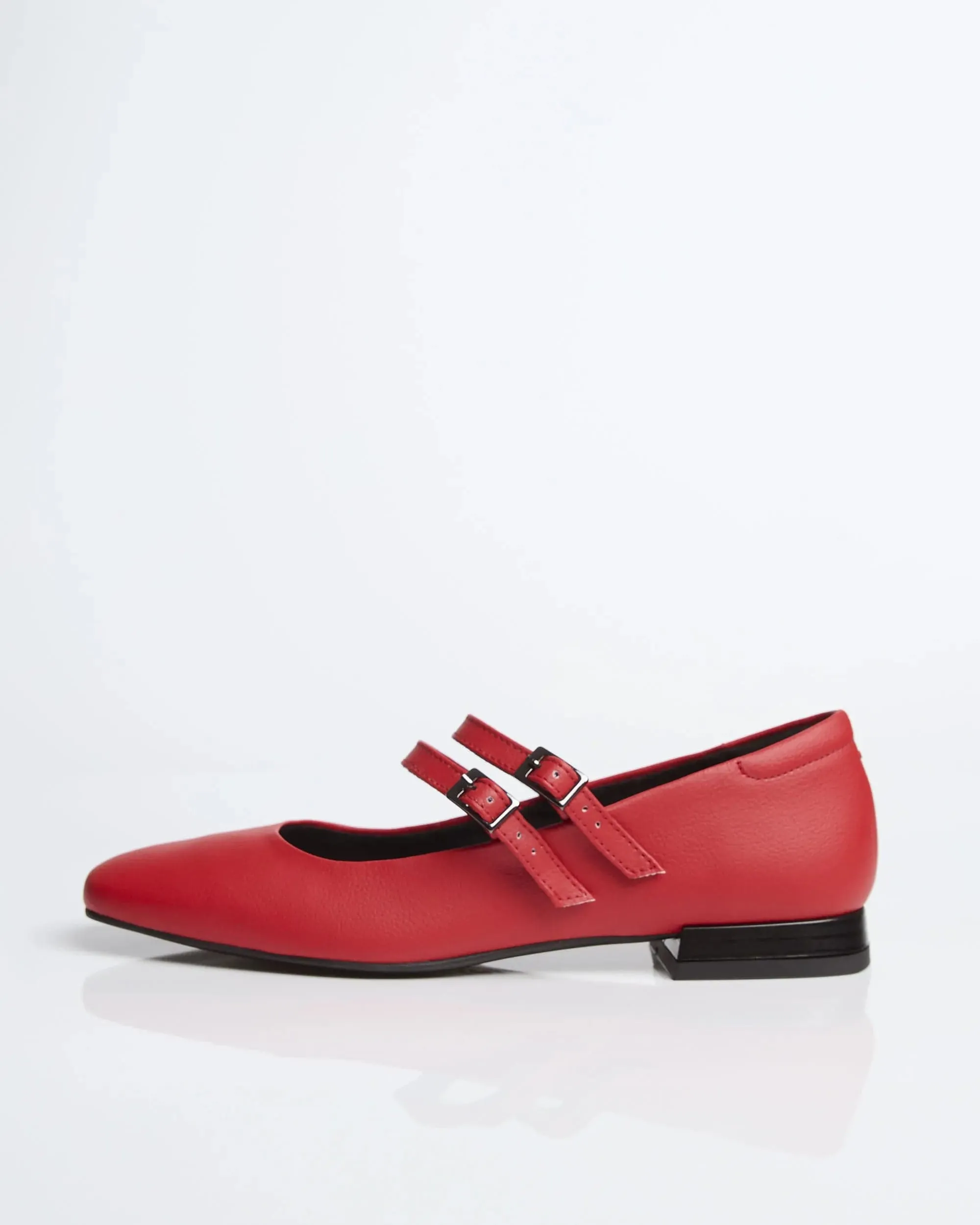 Strawberry Vegan Grape Leather Mary Jane Pumps | Red