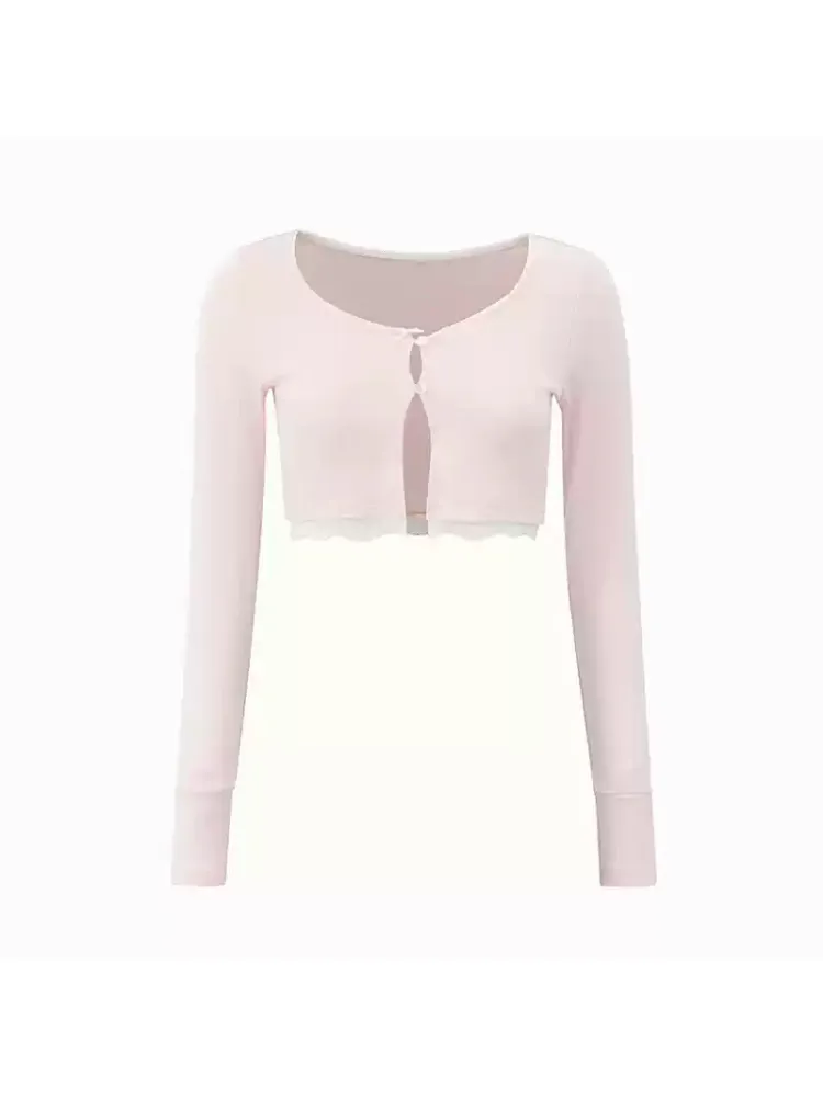 Sugar Lace Knit Top Skirt Cardigan 3-piece Set