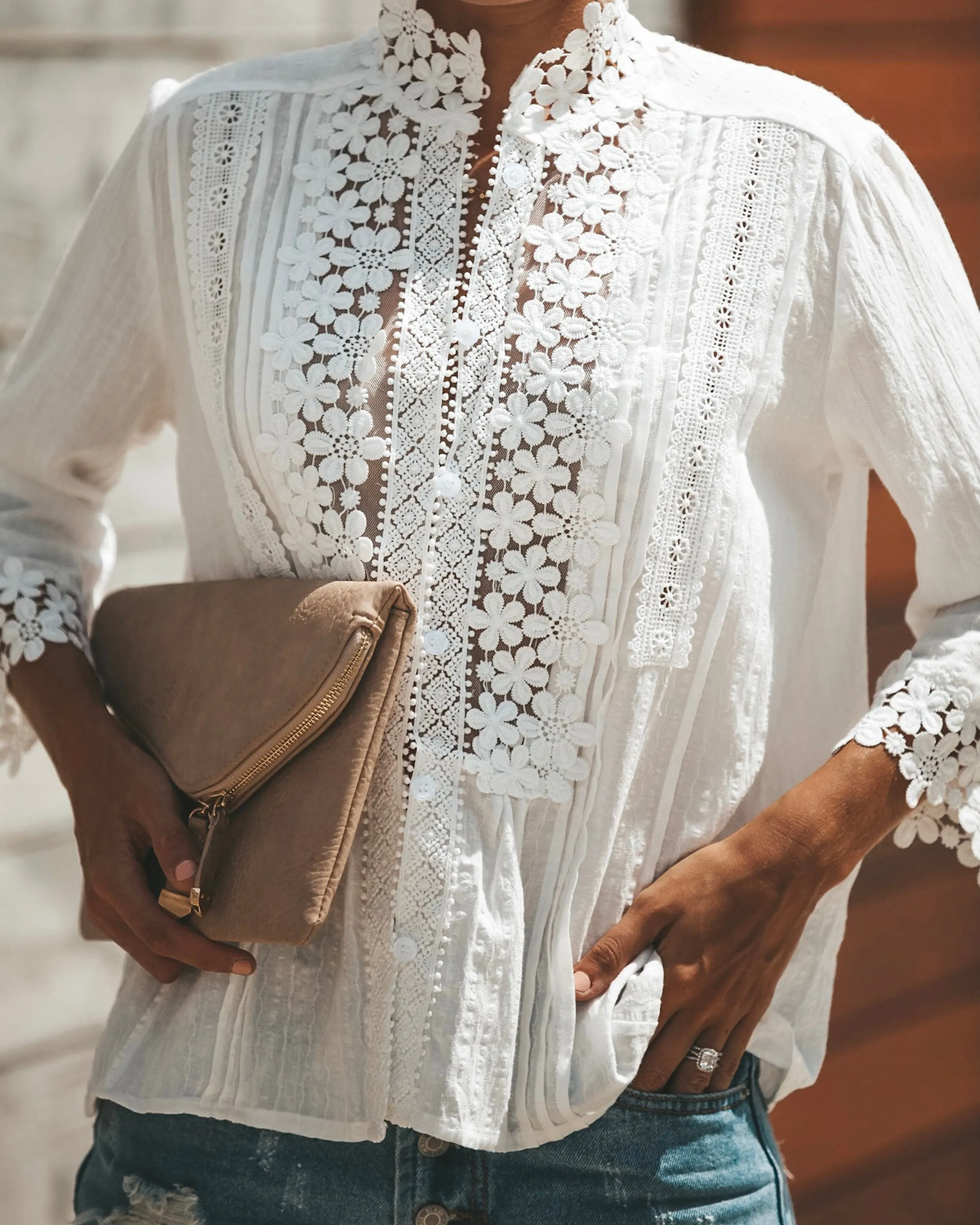 SWEET MARY CROCHET LACE TOP - IVORY