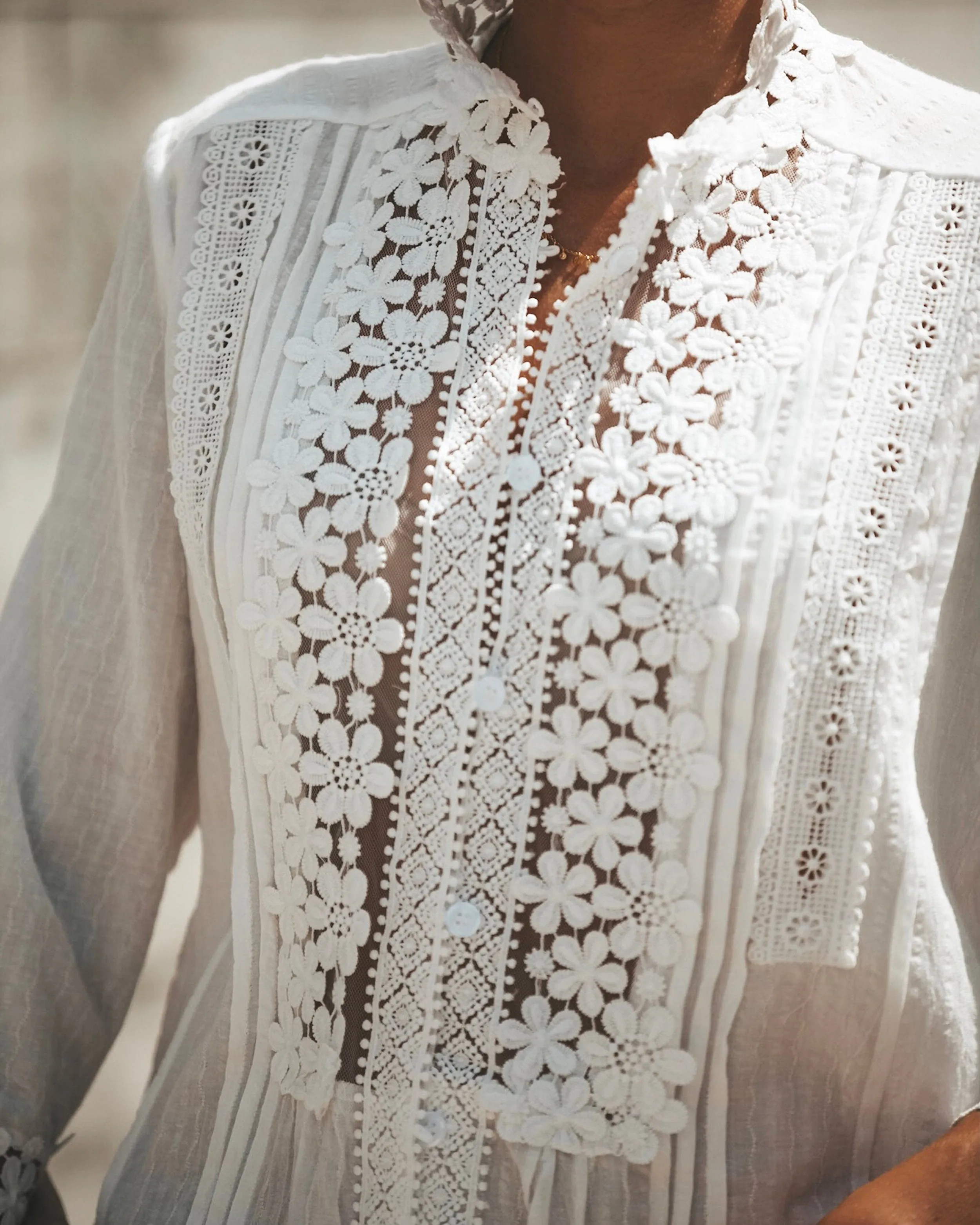 SWEET MARY CROCHET LACE TOP - IVORY