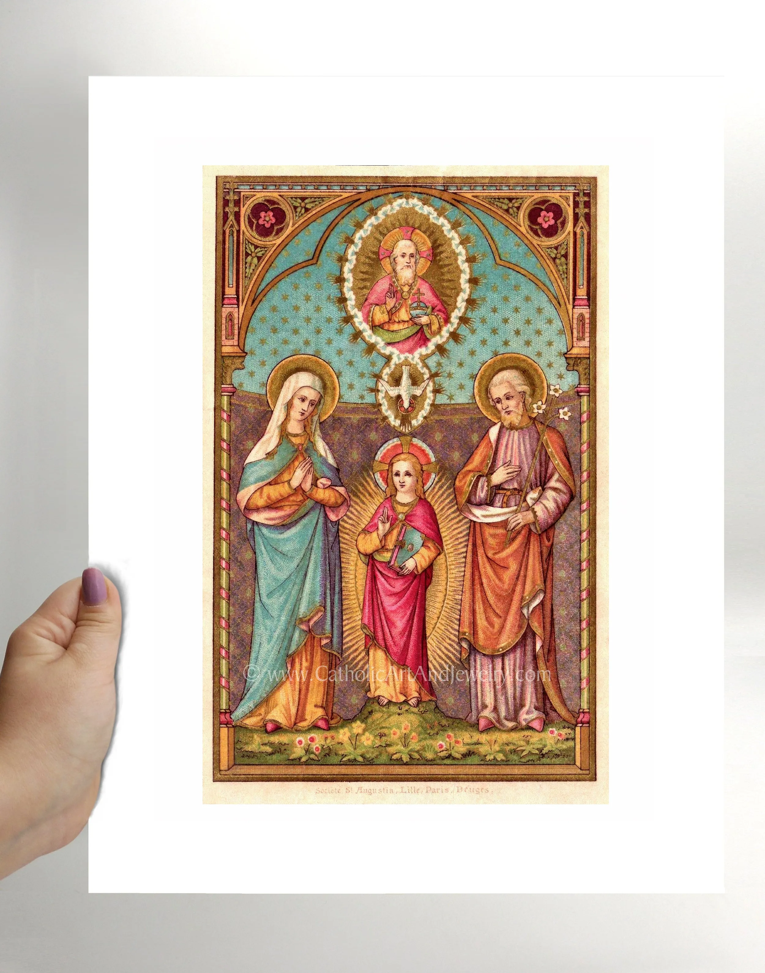The Holy Family – Based on an Vintage Holy Card – Catholic Art Print – Archival Quality