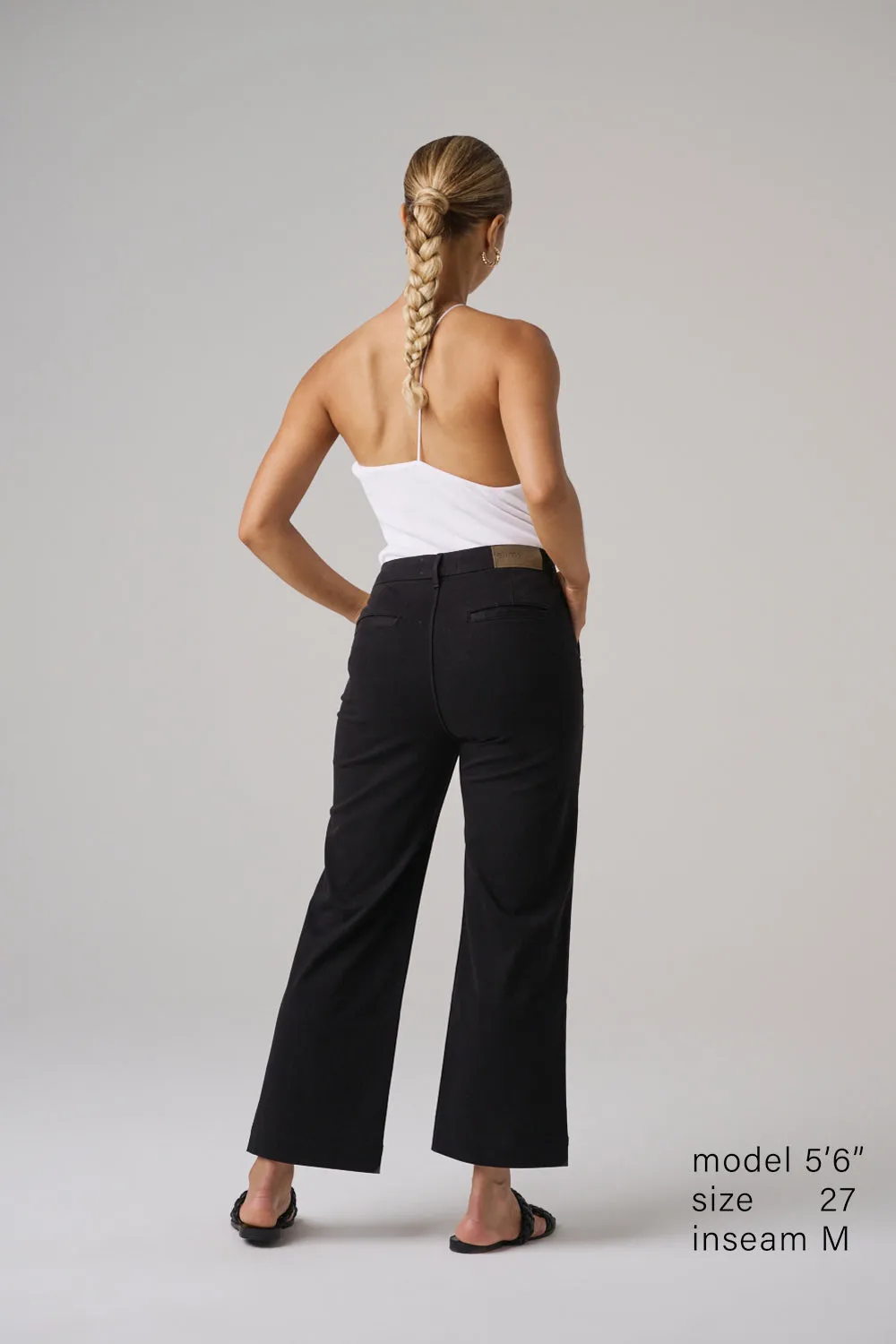 The Malibu Wide Chino Cropped  |  Jet Black