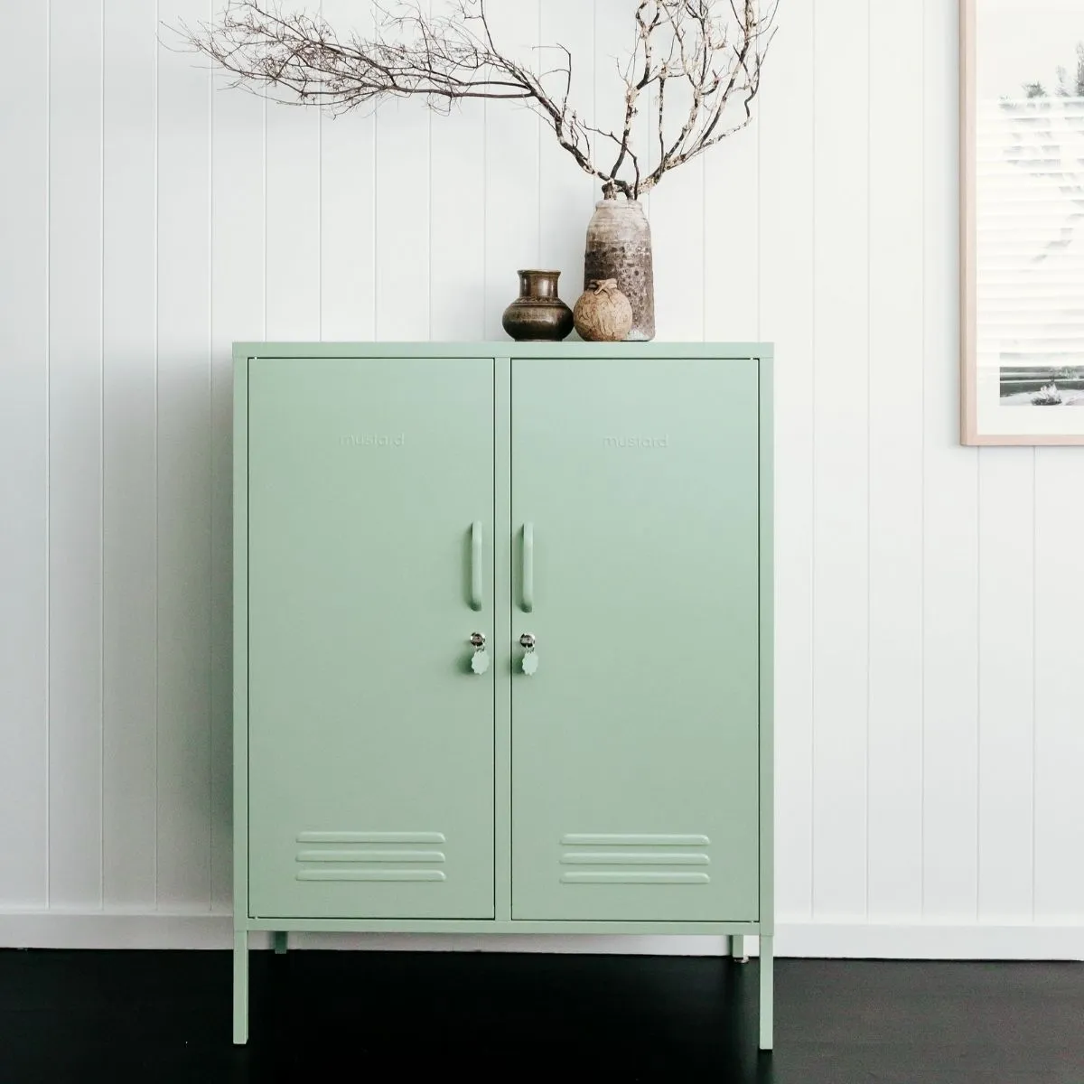 The Midi Double Door Locker Cabinet (Sage)