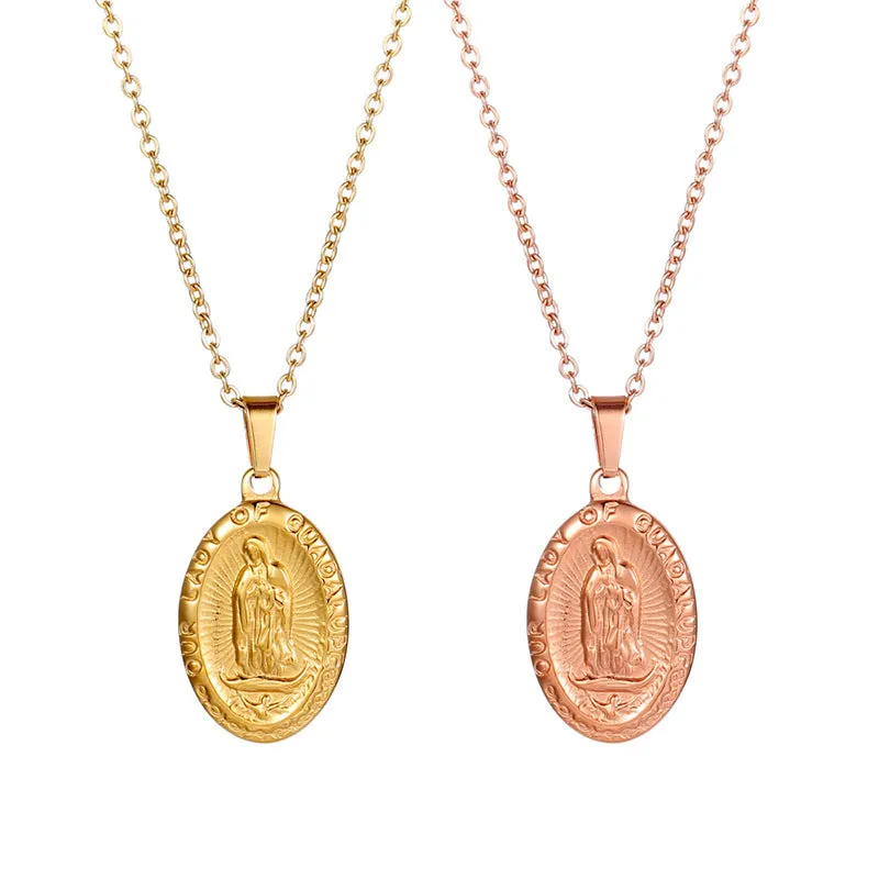 Trendolla Vintage Rose Gold & Gold Virgencita Necklace