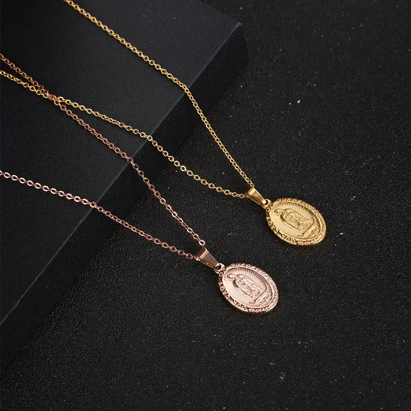 Trendolla Vintage Rose Gold & Gold Virgencita Necklace