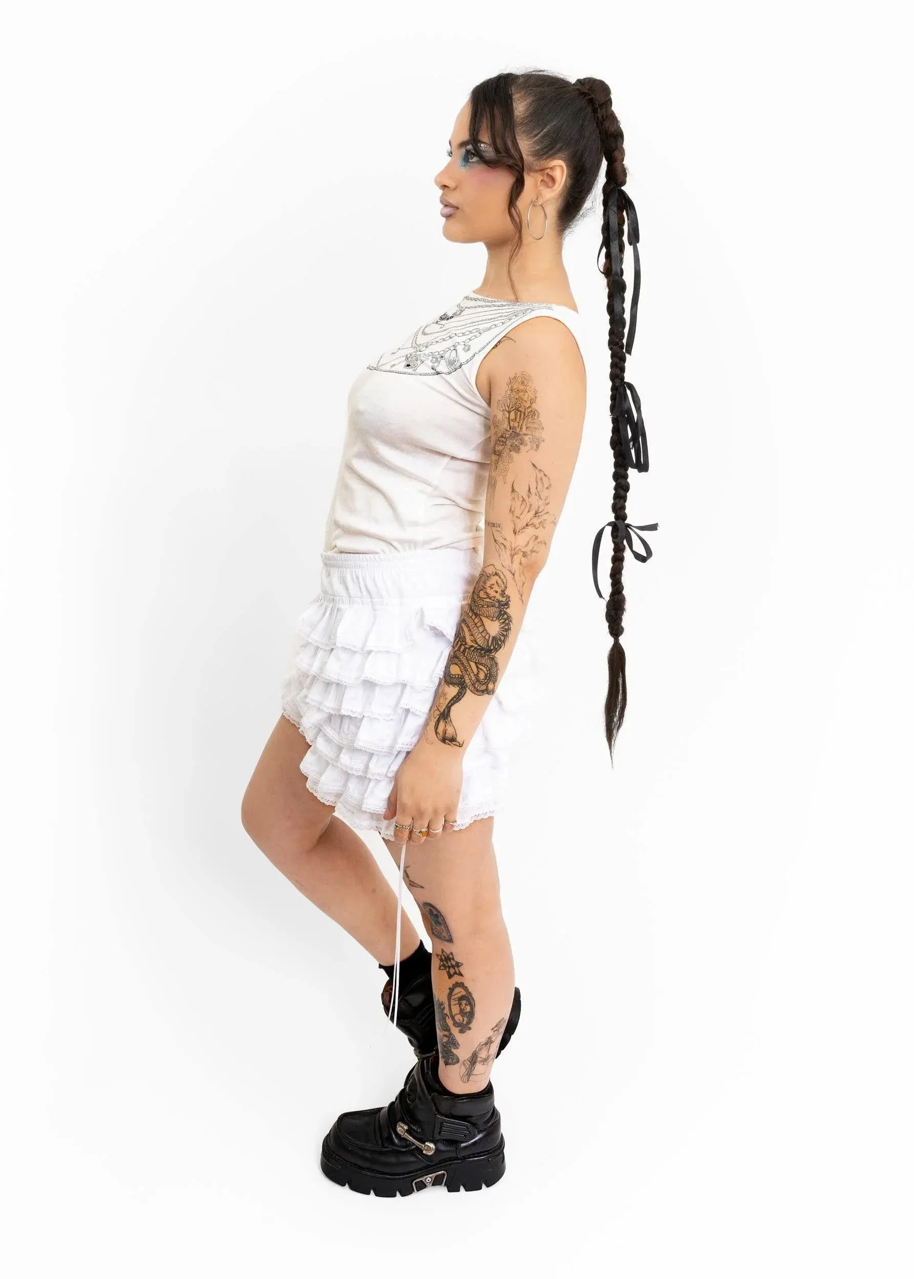 Trompe l'oeil necklace print tank top