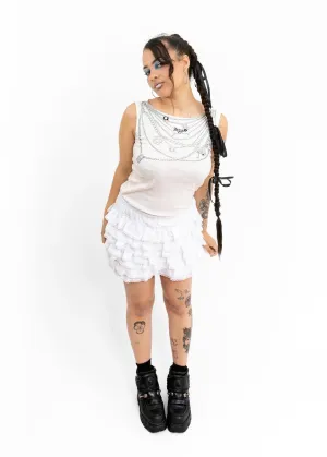 Trompe l'oeil necklace print tank top