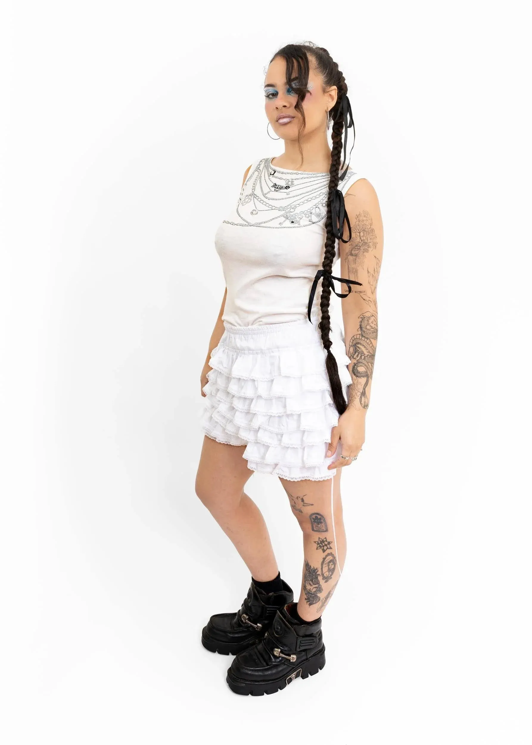 Trompe l'oeil necklace print tank top