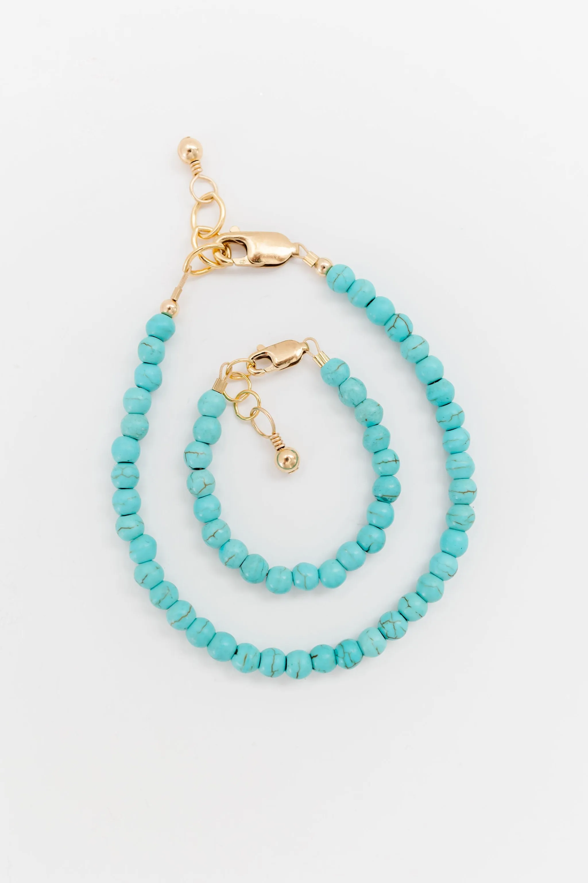 Turquoise Mom   Mini Bracelet set (4MM Beads)
