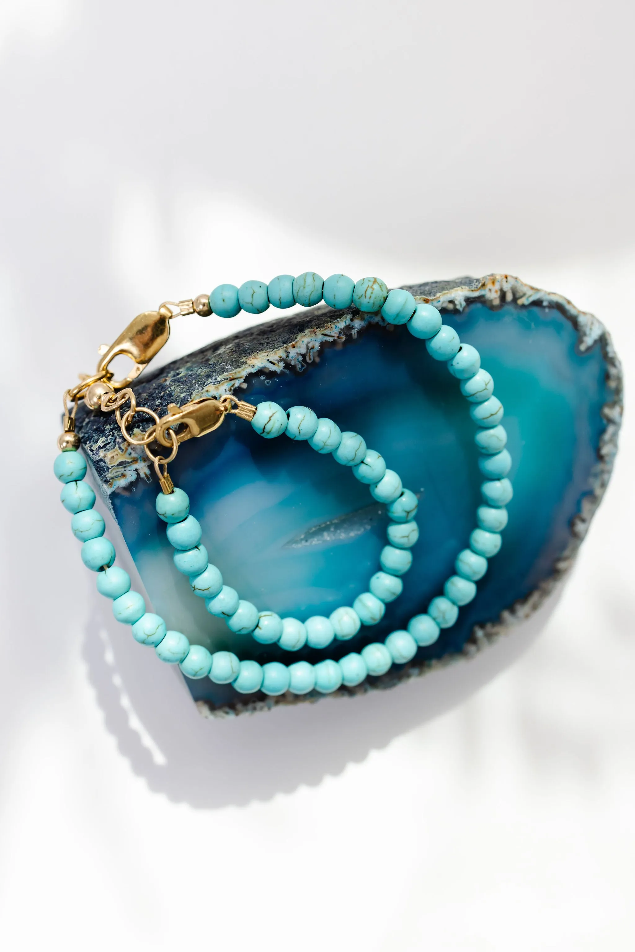 Turquoise Mom   Mini Bracelet set (4MM Beads)