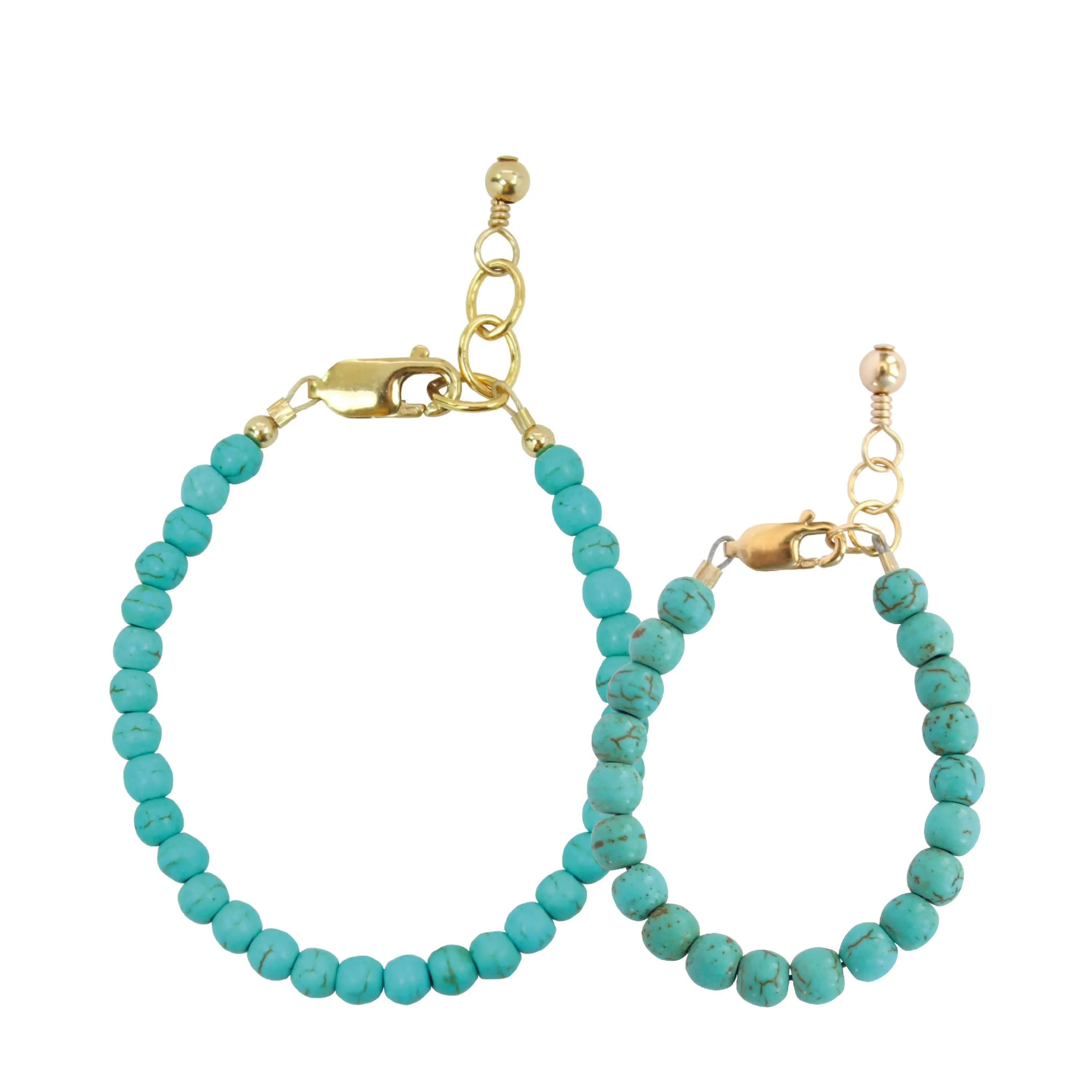 Turquoise Mom   Mini Bracelet set (4MM Beads)