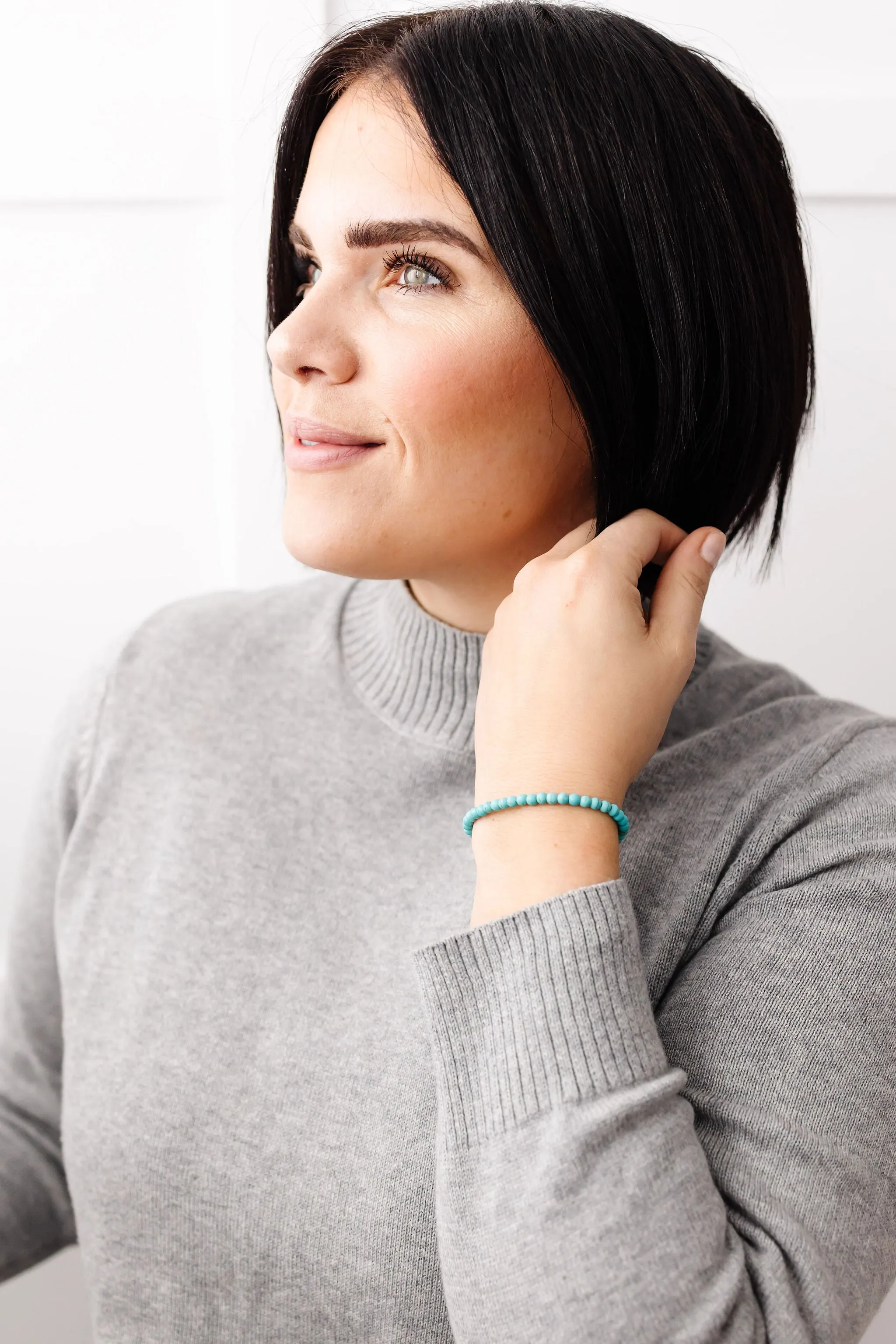 Turquoise Mom   Mini Bracelet set (4MM Beads)