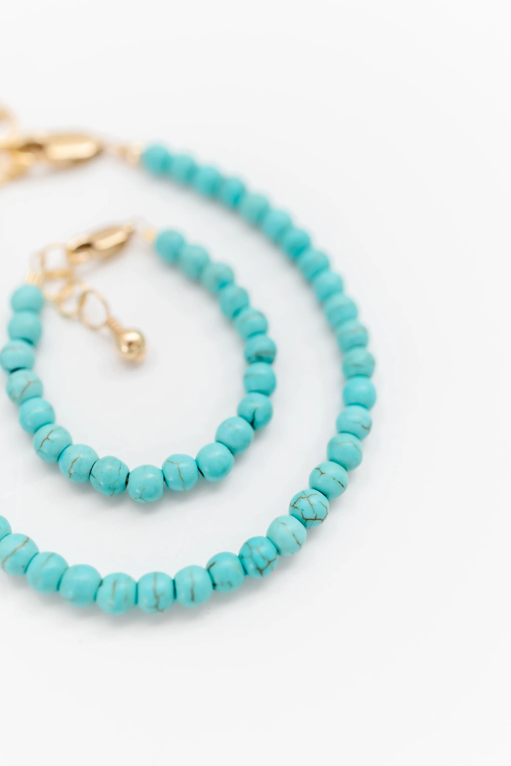 Turquoise Mom   Mini Bracelet set (4MM Beads)