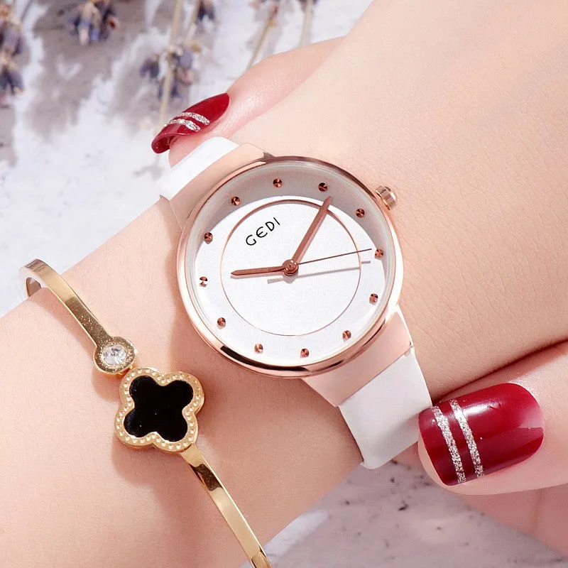 Ultra-thin Leather Strap Women's Watch