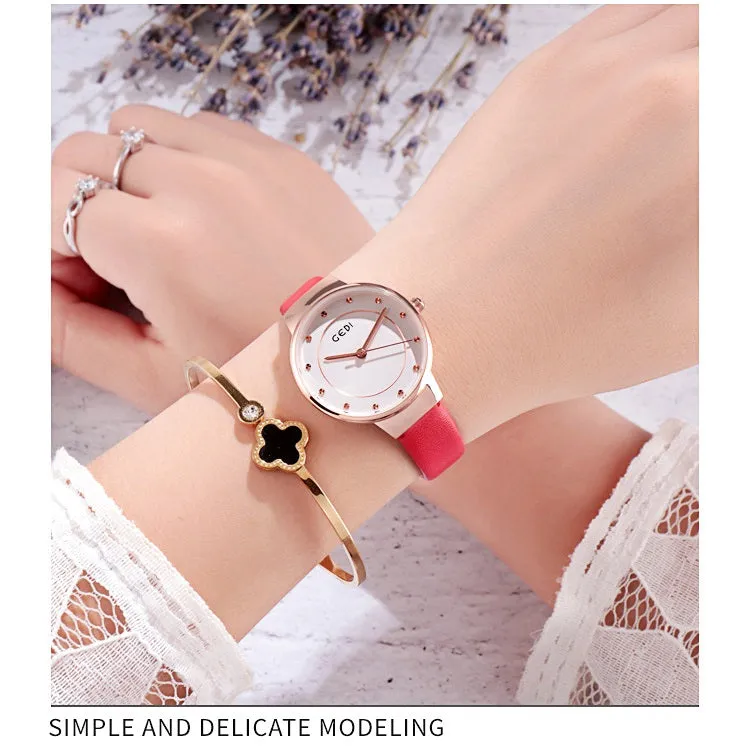 Ultra-thin Leather Strap Women's Watch
