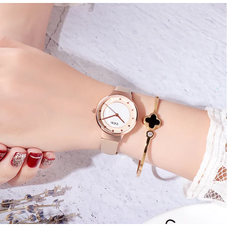 Ultra-thin Leather Strap Women's Watch