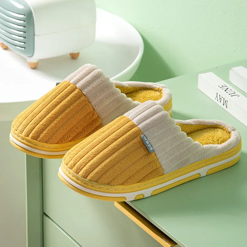 Unisex Winter Slippers Corduroy Shoes Couples Bedroom Slippers Women Men