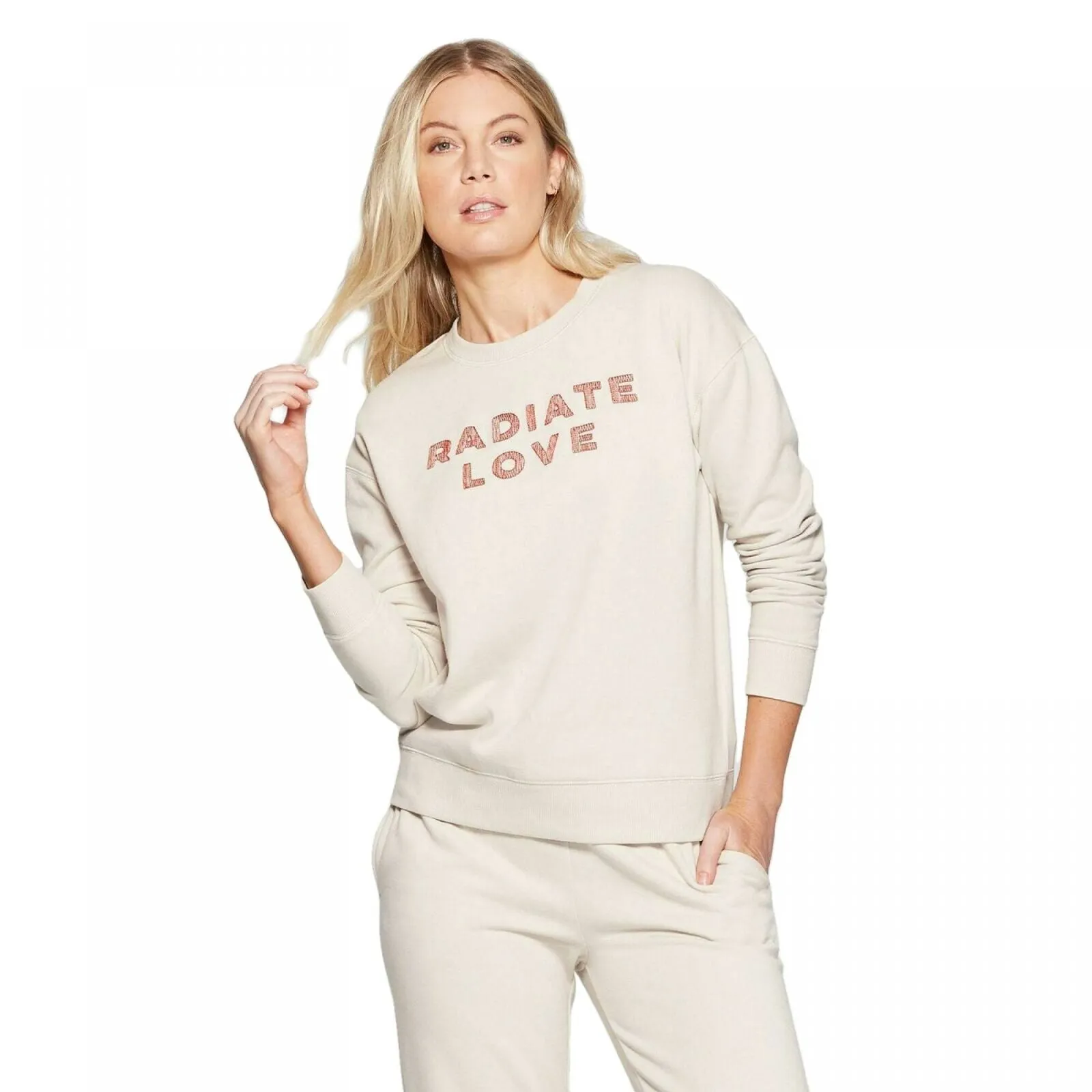 Universal Thread Women's Crewneck Radiate Love Embroidered Sweatshirt