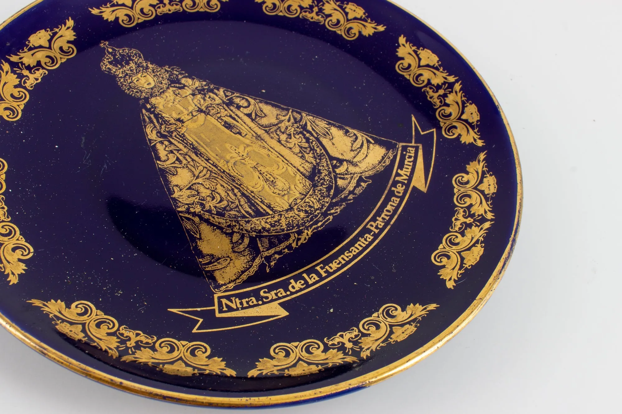 Vintage Spanish Blue & Gold Ceramic Dish