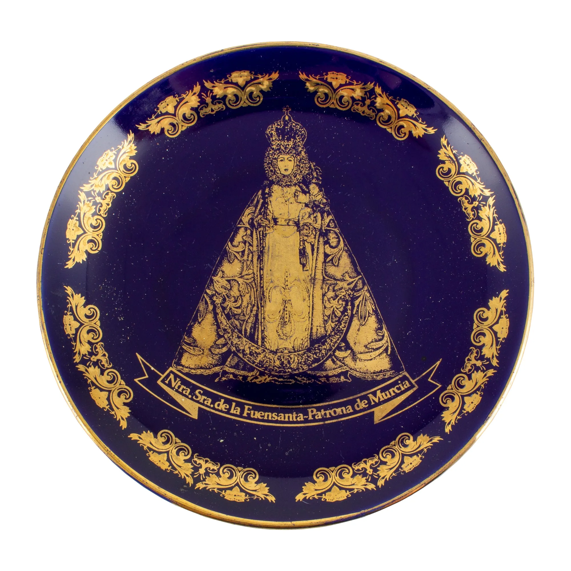 Vintage Spanish Blue & Gold Ceramic Dish