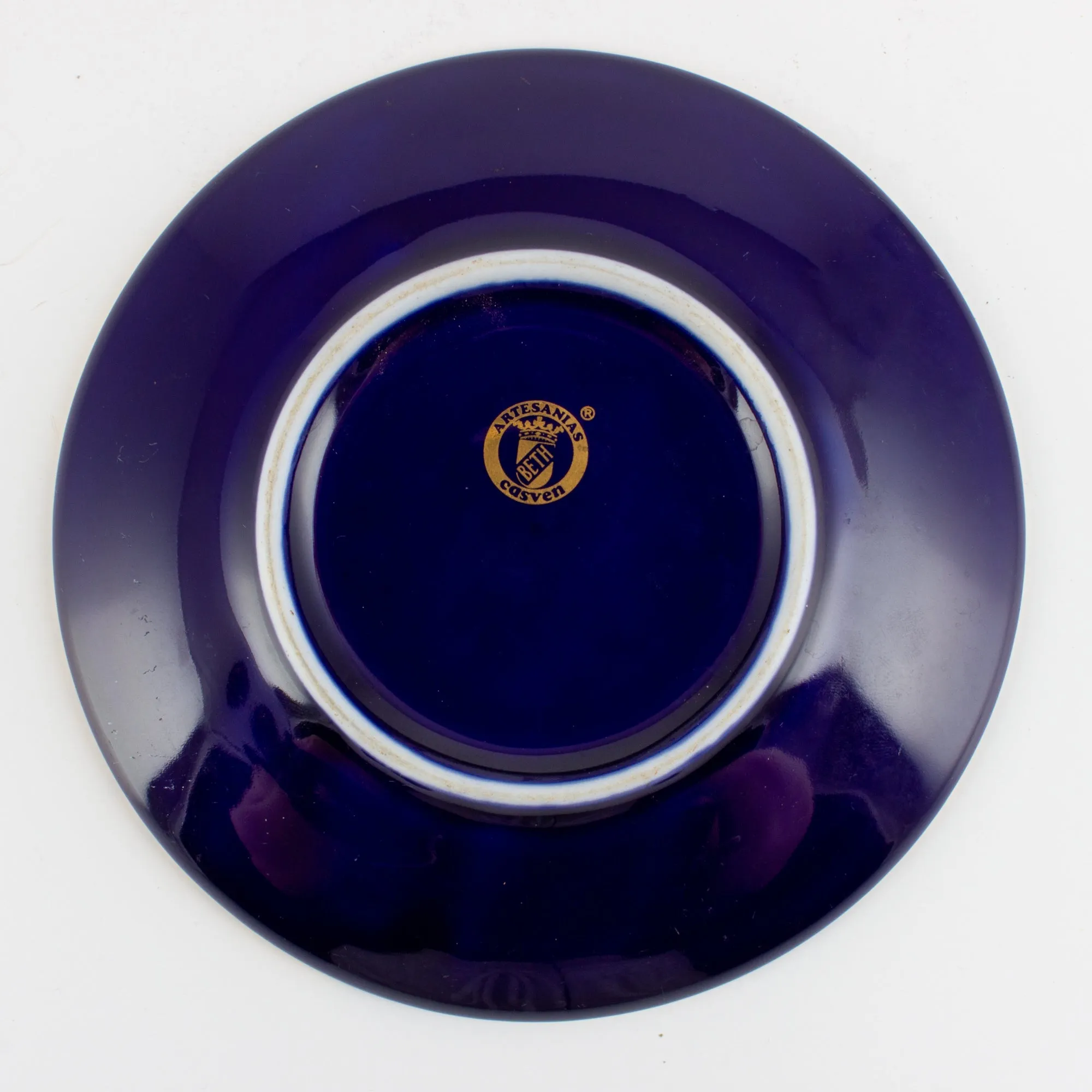 Vintage Spanish Blue & Gold Ceramic Dish