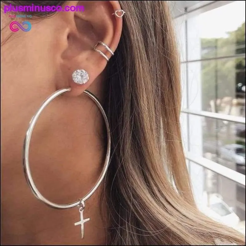 Vintage Virgin Mary Crystal Cross Drop Earrings