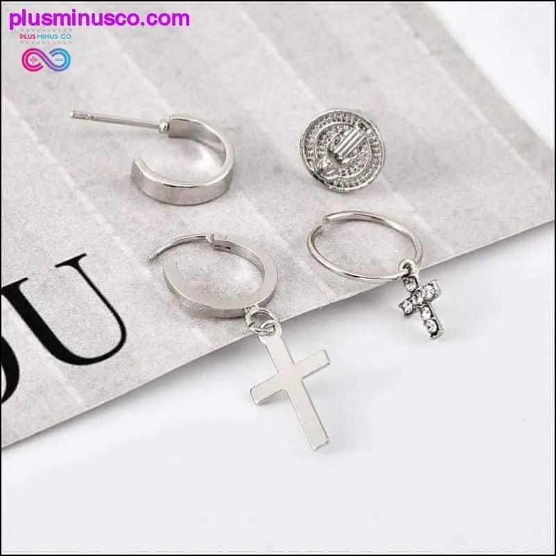 Vintage Virgin Mary Crystal Cross Drop Earrings