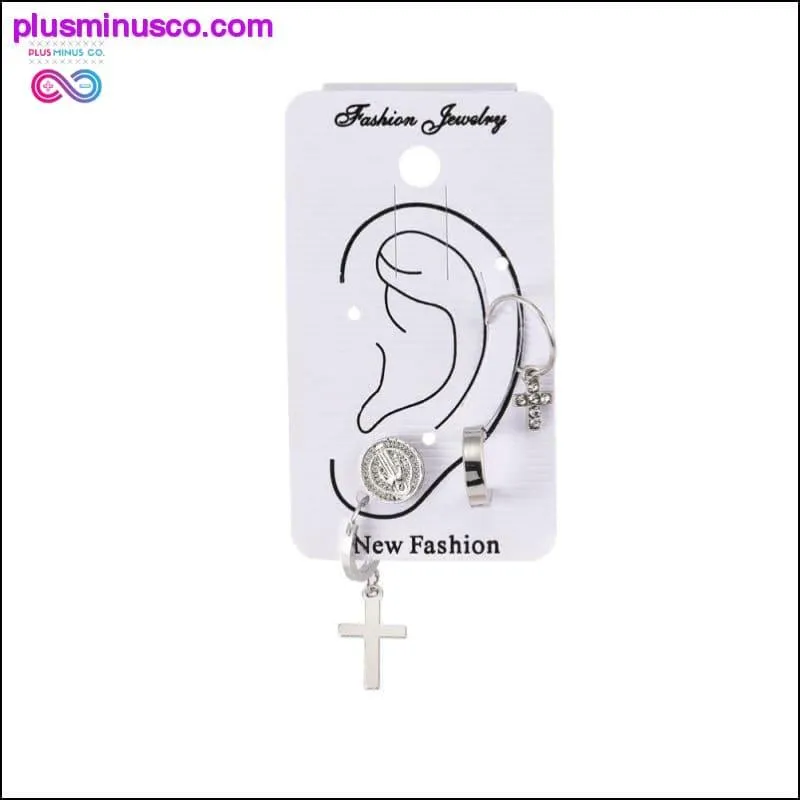 Vintage Virgin Mary Crystal Cross Drop Earrings