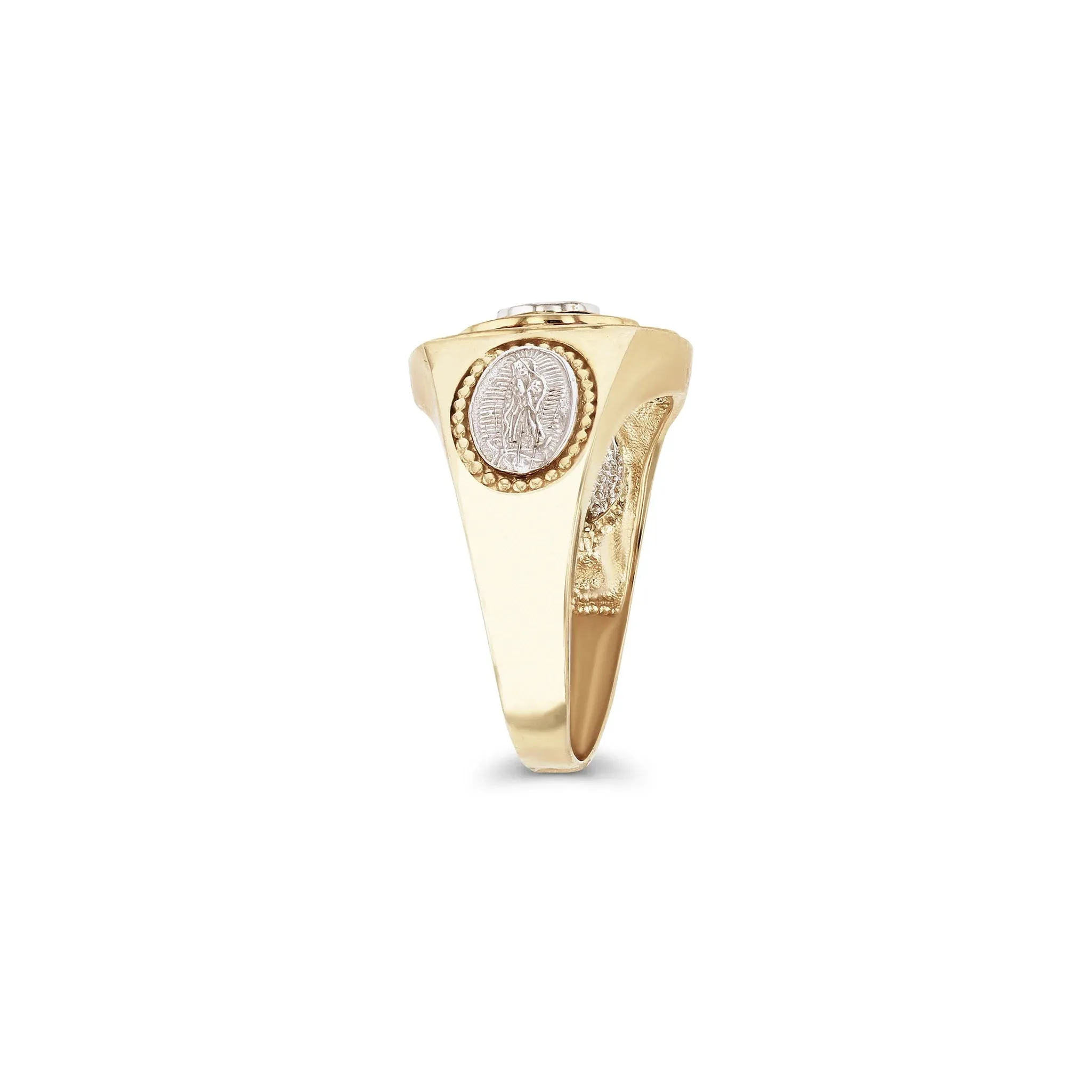 Virgin Mary Halo Bezel Setting Men's Ring (14K)