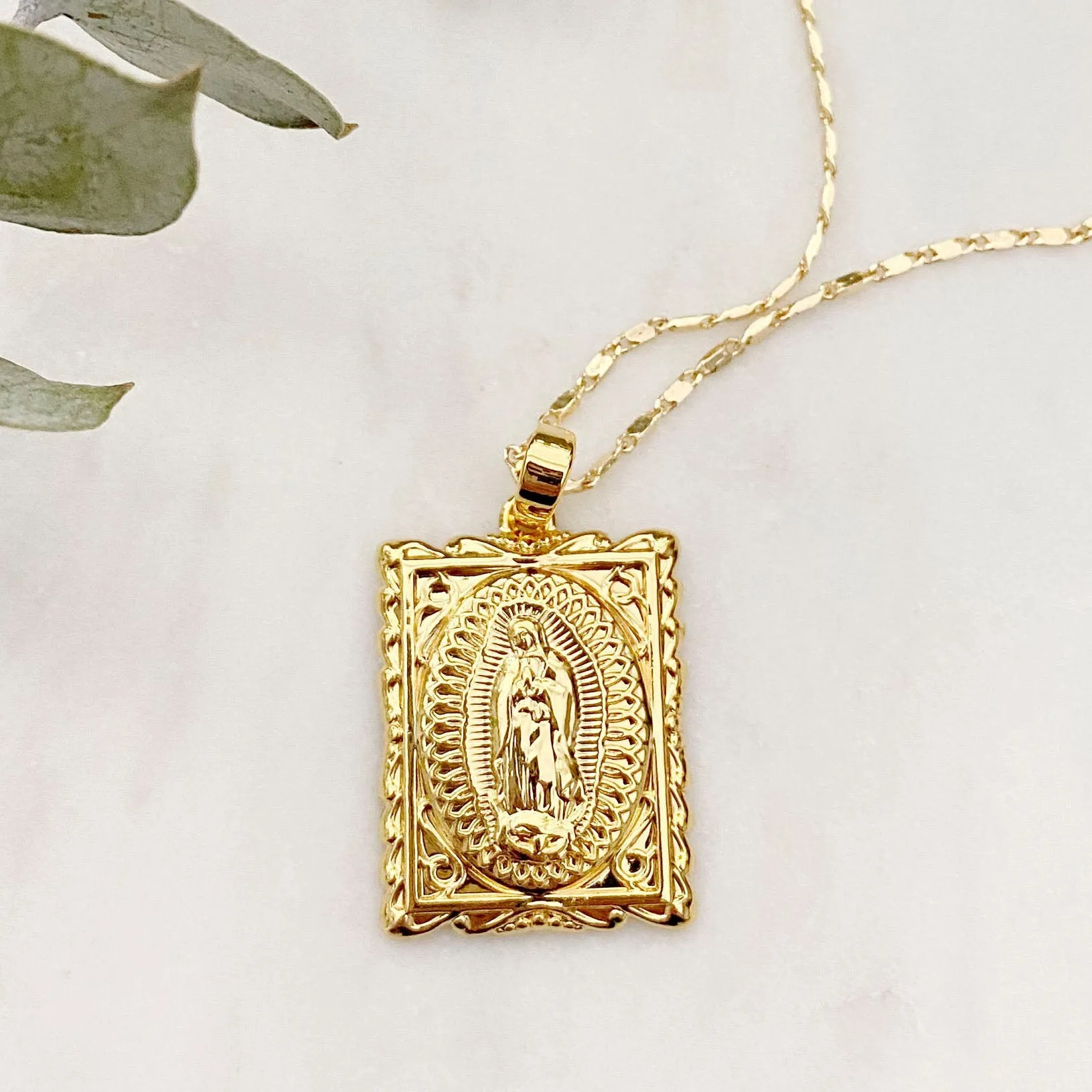 Virgin Mary Tablet Necklace