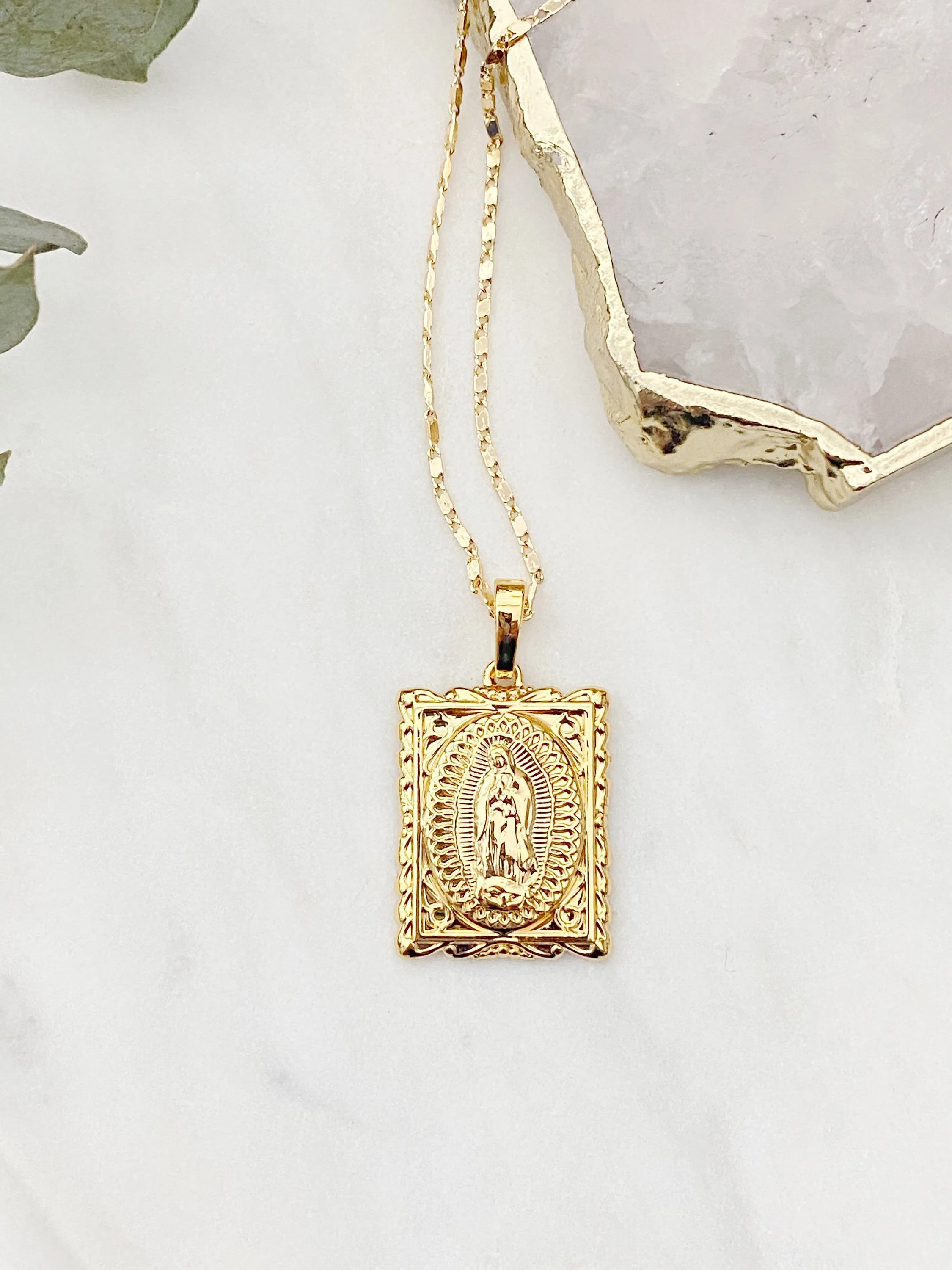 Virgin Mary Tablet Necklace