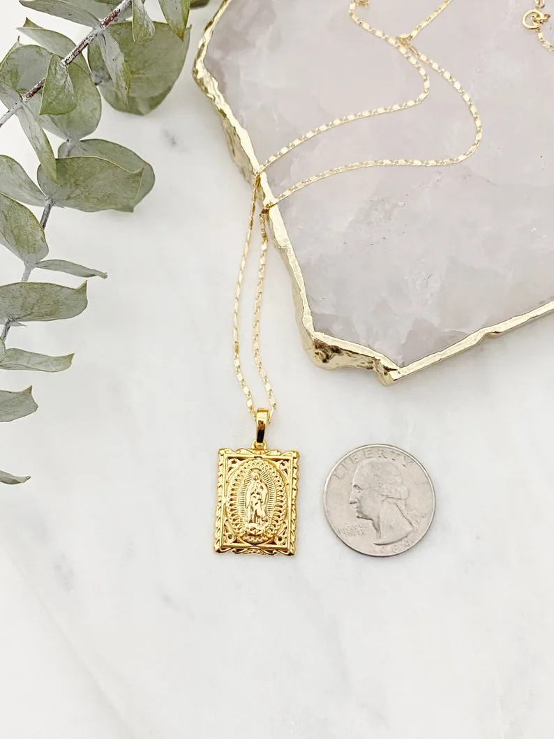 Virgin Mary Tablet Necklace