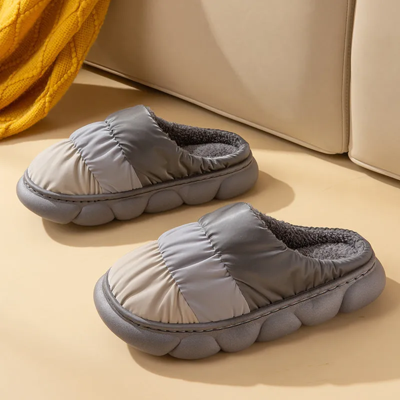 Waterproof Indoor Household Down Warm Plush Slipper