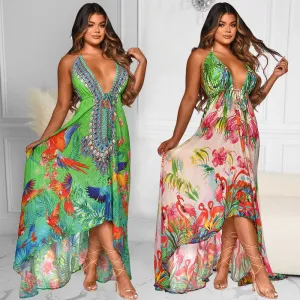 Women's Printed Slip-on Mop Dress