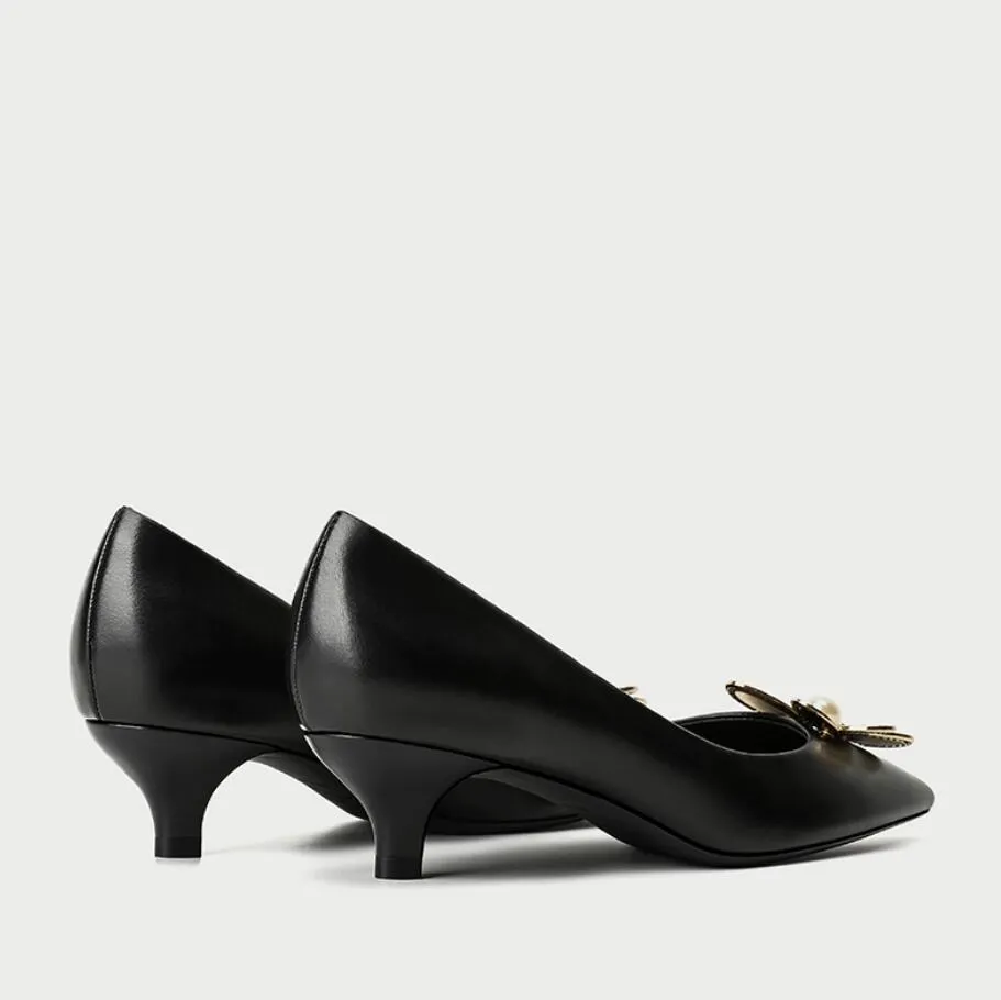 Women's Small Size Pointy Leather Low Heel Shoes MS283